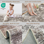 2x3 Washable Non-Slip Area Rug – Small Throw Rug for Kitchen, Entryway, Bedroom, Bathroom – Modern Abstract Neutral Soft Low Pile Thin Indoor Door Mat (Brown Beige,2x3)