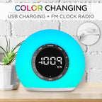 iHome Sunrise Alarm Clock Radio with Bluetooth Speaker, Color Changing Lamp, and USB Charging (iBT32)