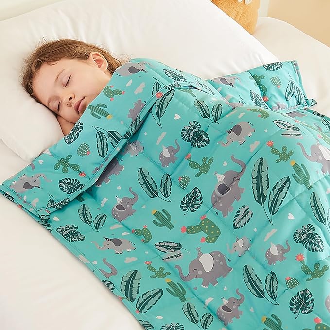 HOSUKKO Weighted Blanket - 7 lbs Green Bush Heavy Blanket - Breathable Blanket(41 * 60 inches, 7 lbs)
