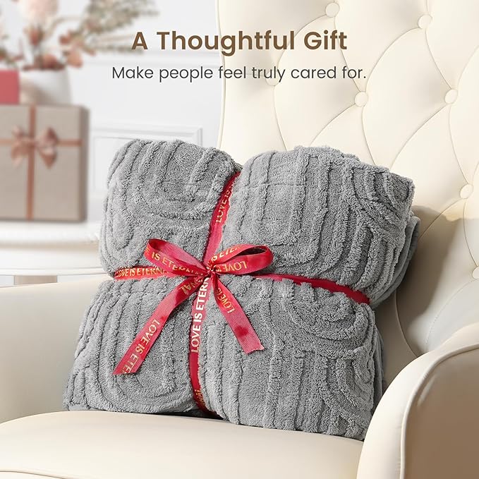 Sherpa Fleece Adult Weighted Blanket Great for Sleep, 20 lbs Dual Sided Soft Fuzzy Heavy Blankets for Couch Bed Sofa, Cozy Warm Fluffy Arched Jacquard Throw for Winter (Grey, 60" x 80", 20 Pounds)