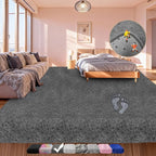 Shag Area Rugs for Living Room Grey, Soft Fluffy 4x6 Feet Fuzzy Plush Bedroom Rug, Shaggy Floor Carpets for Kids Girls Boys Room, Dorms, Nursery, Home Decor Aesthetic, Upgrade Anti-Skid