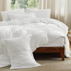 Bedsure Duvet Cover with Fitted Sheet Queen - 6 Pieces, Deep Pocket, Hotel Luxury Soft Double Brushed Bedding Set, 1 Duvet Cover, 1 Fitted Sheet, 2 Pillow Shams, 2 Pillowcases, NO Comforter, White