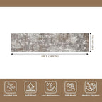 2x10 Washable Hallway Runner Rug – Non-Slip Stain-Resistant Low-Pile Long Carpet Runner for Kitchen Entryway Living Room Bedroom Bathroom, Modern Abstract Neutral (Brown Beige,2x10)