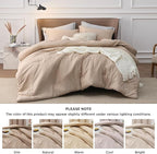 Bedsure Queen Comforter Set - Warm Sand Comforter Queen Size, Soft Bedding for All Seasons, Cationic Dyed Bedding Set, 3 Pieces, 1 Comforter (90"x90") and 2 Pillow Shams (20"x26"+2")
