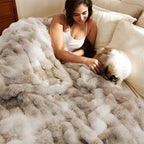 Bedsure GentleSoft Fluffy Fuzzy Tie-dye Taupe Throw Blanket for Bed, Soft Cozy Fleece Faux Fur Blanket for Couch, Taupe Room Decor Minky Velvet Sofa Cover, Women Gifts Thick Warm Plush Winter Bedding