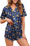 Ekouaer Womens Silk Satin Pajamas Set Short Sleeve Sleepwear Button Down Loungewear 2 Piece Pjs Shorts Set S-5X Plus Size