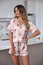 Ekouaer Silk Pajama for Women Short Sleeve Satin Pj Set Two Piece Soft Sleepwear Loungewear, S-XXL