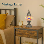 Marrakech Tiffany Lamp Turkish Table Lamps with Vintage Style, Handmade Moroccan Mosaic Lamp with Bronze Base Including LED Bulb for Living Room Bedroom Decor (Orange)