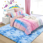 Noahas 6x9 Area Rugs for Living Room,Tie-Dyed Blue Area Rug,Big Shaggy Rugs for Bedroom,Fluffy Large Carpet,Soft Kids Rug Non Slip Reduce Noise Room Decor