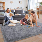 KING DARE Grey Fluffy Area Rug 8x10, Ultra Soft Large Shag Living Room Rug Fuzzy Carpet, Non-Slip Plush Modern Floor Rug for Kids Boys Girls Room Bedroom Home Decor Aesthetic