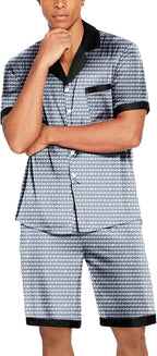 Ekouaer Men Satin Silk Pajamas Set with Pockets Sleepwear Shorts Satin Summer Loungewear 2 Piece Button Down Set S-3XL