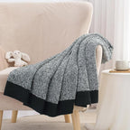 Carriediosa Heather Throw Blanket 60" X 80" Twin, 400GSM Ultra Soft Microfiber Fuzzy Fluffy Reversible Knitted Blankets Cozy Plush Lightweight and Warm Fall Throws for Couch, Bed, Sofa, Black