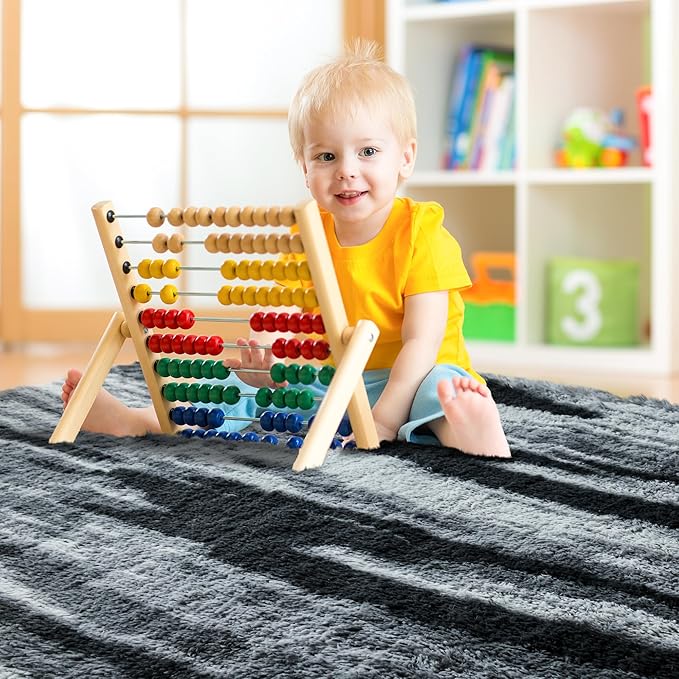 Noahas Large Fluffy 5x8 Area Rugs for Living Room Bedroom,Grey Thick Shag Throw Rug,Big Soft Shaggy Bedside Non-Slip Plush Dorm Nursery Kids Carpet