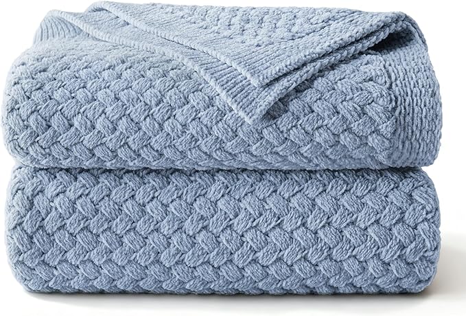 Whale Flotilla Chunky Knit Throw Blanket for Couch and Bed, Grey Blue Decorative Cozy Fleece Blanket, Reversible Soft Fuzzy Woven Throws, 60x80 Inch