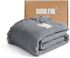 SOULFUL Muslin Throw Blanket with Tassels - Soft King Size Cotton Throw Blanket for Couch or Bed, Lightweight and Breathable Gauze for All Seasons, LightChampagne, 108" x 90"