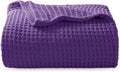 Bedsure Gentlesoft 100% Cotton Blanket Twin XL Size for College Dorm - Breathable and Soft for Spring Summer, Waffle Weave Twin Blanket for Bed, Dorm Room Essentials, Purple, 66x90 inches