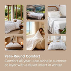 Bedsure Duvet Cover Queen Size - Soft Double Brushed Bedding Set for Kids & Adults, Zipper Closure, 3 Pieces, Includes 1 Duvet Cover (90"x90") & 2 Pillow Shams, NO Comforter, Linen