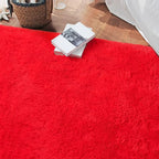 DETUM Red Shaggy Runner Rug 2x4 Fluffy Hallway Runners for Bedroom Bedside Soft Rugs for Kids Room Non-Slip Nursery Office Dorm Washable Carpets Home Decor