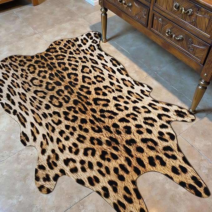 HOMORE Leopard Rug, 3x4 Feet Animal Skin Print Rug,Small Cheetah Rugs for Wall Art Decor,Western Floor Carpet for Bedroom Bedside Living Room Desk
