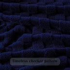 NEWCOSPLAY Super Soft Throw Blanket Dark Navy Premium Silky Flannel Fleece 3D Checkered Lightweight Bed Blanket All Season Use (Dark Navy Checkered, Throw(50"x70"))