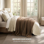 EVERGRACEHOME Chunky Chenille Knit Throw Blanket for Couch, Soft Luxurious Oversized Queen Moss Stitch Blanket for Bed, Cozy Farmhouse Knitted Throw for Sofa, Camel Brown, 90" x 90"