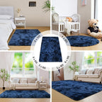 duduta Navy Blue Soft Fluffy Rug 5x8 ft, Tie-Dyed Shag Fuzzy Plush Rectangle Carpet for Bedroom Nursery Living Room Home Decor