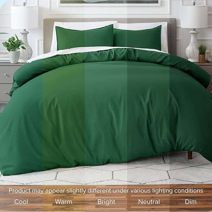 Bare Home Bedding Duvet Cover California King Size - Premium 1800 Super Soft Collection - Lightweight, Cooling - Soft Breathable Bedding Duvet Cover (Cal King, Forest Green)