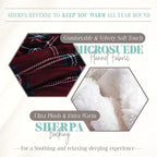Elegant Comfort Throw Blanket, Reversible Sherpa Flannel, Ultra-Soft, Fuzzy, Cozy and Plush- All Season Lightweight Decorative Throw, 50 x 60 inches, Plaid Design Sherpa Throw, Burgundy