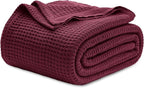 Bedsure Gentlesoft 100% Cotton Blanket King Size for Bed - Breathable and Soft for Spring Summer, Thick Cozy Waffle Weave Blanket Gifts for Women, Red, 104x90 inches