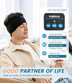 Voerou Sleeping Headphones Bluetooth 5.4 Headband, Wireless Music Eye Mask with HD Stereo Speakers, Headband Headphones for Side Sleepers, Christmas Cool Tech Gadgets Gifts for Men Women Teen Boys