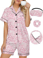 DOLOS Silk Satin Pajama Set for Women Short/Long Sleeve 2-Piece Silky Pajamas for Women Button Down Pjs Sleepwear Loungewear