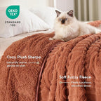 Cottonblue Jacquard Weighted Blanket for Adults 15 lbs Twin Size, Cozy Fluffy Sherpa Fleece Weighted Throw Blankets 48" x 72" for Sleep Relax, Fuzzy Warm Arch Heavy Blanket for Bed Couch, Rust Pink
