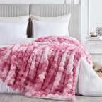 50x60 Inches Ultra-Soft Fuzzy Faux Fur Plush Throw Blanket - Thick, Warm Sherpa for Couch, Sofa, Bedroom, Camping - Decorative Blanket for Cozy Warmth, Bubble Pink Tie Dye