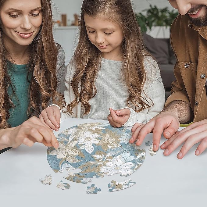 120 PCS Jigsaw Puzzle for Adults Personalized Picture Puzzle Light Peach Flowers Customized Wooden Puzzle for Family, Birthday, Wedding, Game Nights Gifts Animal Alien Shape Puzzle