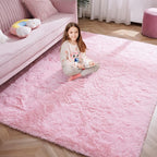 Softlife Light Pink 8x10 Area Rug for Living Room, Fluffy Shag Plush Rugs for Bedroom Girls, Shaggy Soft Fuzzy Kids Large Carpet for Dorm Bedside Ultra Cozy Non-Slip Indoor Decor