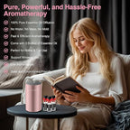 Waterless Essential Oil Diffuser Starter Kit - No Water Needed, Battery Operated Mini Scent Air Machine, Included 3x20ML Essential Oils, Portable Aromatherapy Diffuser for Home & Car & Office, Pink