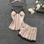 Women's 4pcs Silk Satin Pajamas Set Floral Lace Trim Dress with Robe Lounge Sleepwear Nightdress Novelty Loungewear