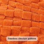 NEWCOSPLAY Super Soft King Blanket Orange Premium Silky Flannel Fleece 3D Checkered Lightweight Bed Blanket All Season Use (Orange Checkered, King(90"x110"))