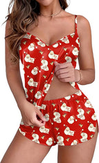 Ekouaer Silk Pajamas Set for Women Satin Camisole Sleepwear Lingerie V-Neck Cami Top and Shorts Pjs