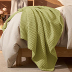 PHF Ultra Soft Waffle Weave Blanket King Size 104"x 90"- Washed Lightweight Breathable Cozy Woven Blanket for Bed - Aesthetic Decor for Couch Bedding Sofa Home Car - Olive Green