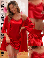 EPLAZA Bride Robe for Wedding Day Set Bridal Robes Satin Robe with Sexy Silk Lingerie for Bachelorette Party Getting Ready