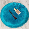 1.3ft Small Round Blue Rug,Thick Furry Fluffy Carpet for Teen,Sheepskin Fur Shaggy Circular Rug for Indoor Bedroom Room Living Room Nursery Decor Chair
