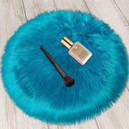 1.3ft Small Round Blue Rug,Thick Furry Fluffy Carpet for Teen,Sheepskin Fur Shaggy Circular Rug for Indoor Bedroom Room Living Room Nursery Decor Chair