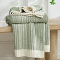 Amélie Home Premium Chenille Throw Blanket, Soft Cozy Luxury Two-Tone Knit Blanket for Couch, Sofa, Chair, Home Decor, Sage Green & Ivory 50"x60"