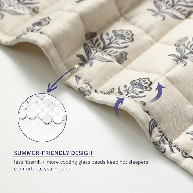 YnM King Size Linen Weighted Blanket for Adults (88x104 Inches, 30 Pounds, Damask), Exclusive Smallest Compartments, Heavy Bed Blanket for Two Persons of 140~240lbs on Queen or King Bed