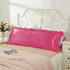 Peach Red Satin Pillowcases Body Pillow for Hair and Skin,Peach Red Body Pillow Silk Pillowcase with Envelope Closure Princess Room Decoration