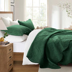 IR Imperial Rooms 8 Pack California King Quilt Bedding Set (118"x106") - Bulk Wholesale for Hotels, Guest Bedroom & Airbnbs - Microfiber Reversible Floral Embossed Quilts Bedspreads (Emerald)