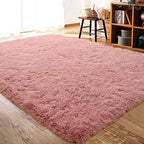 ISEAU 4x6 Area Rug for Living Room, Blush Rugs for Bedroom, Dorm, College, Apartment, Soft Shaggy Carpets, Machine Washable Mats, Under Bed, On Nursery Floors Mat, Boys, Girls Room Carpet