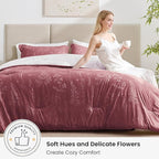 Love's cabin Vintage Rose Comforter Set King - King Size Comforter Set, 3 Pieces Cute Floral Bedding Sets for All Seasons,1 Soft Reversible Botanical Flowers Comforter and 2 Pillow Shams