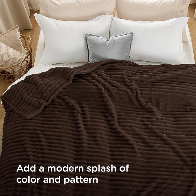 Bedsure GentleSoft Dark Chocolate Fleece Blanket for Couch - Cozy Soft Blankets for Women, Cute Small Throws for Girls, 108x90 Inches